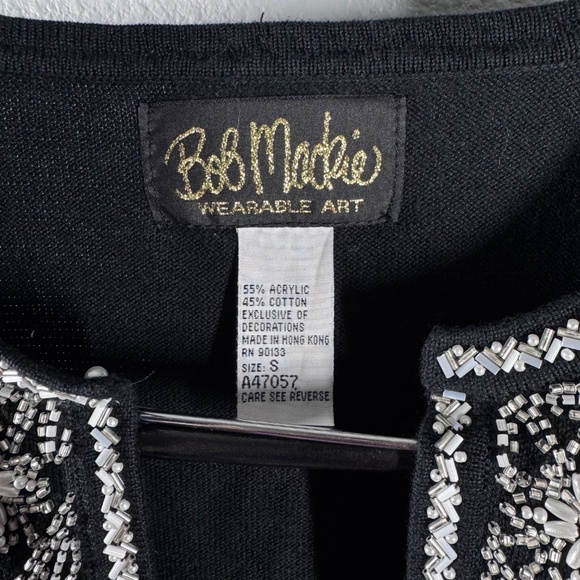VTG Sparkle & Shine: Bob Mackie Wearable Art Silver Embellished Black Sweater - Picture 6 of 8